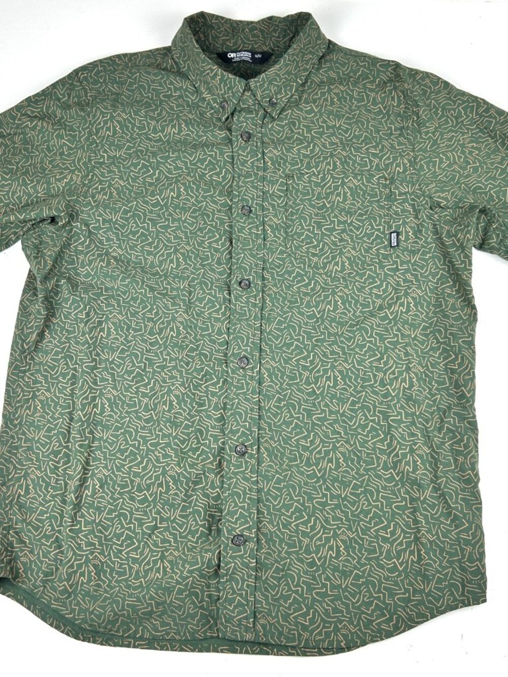 Outdoor Research Short Sleeve Button Shirt Men's M Geometric Print Organic